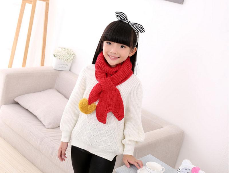 Mermaid Tail Scarf Knitting Children Scarf With Fluffy Balls For Thick Warm Baby Lovely Fashion Scarf - Click Image to Close